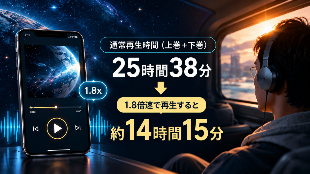 「プロジェクト・ヘイル・メアリー」Audible版を1.8倍速で聴く場合の再生時間